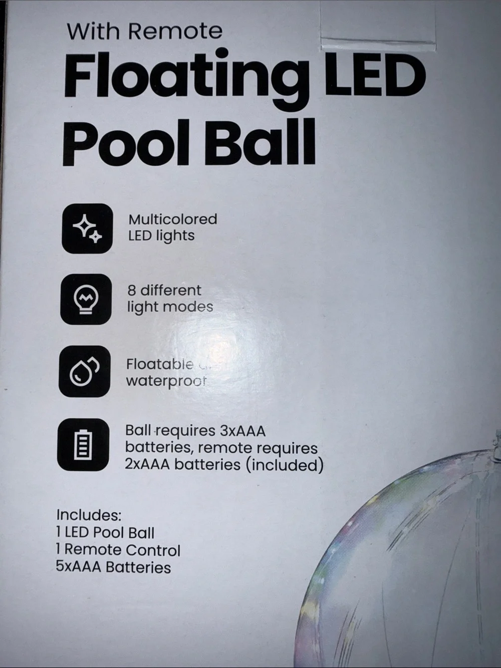 Floating LED Pool Ball - Clear/Iridescent